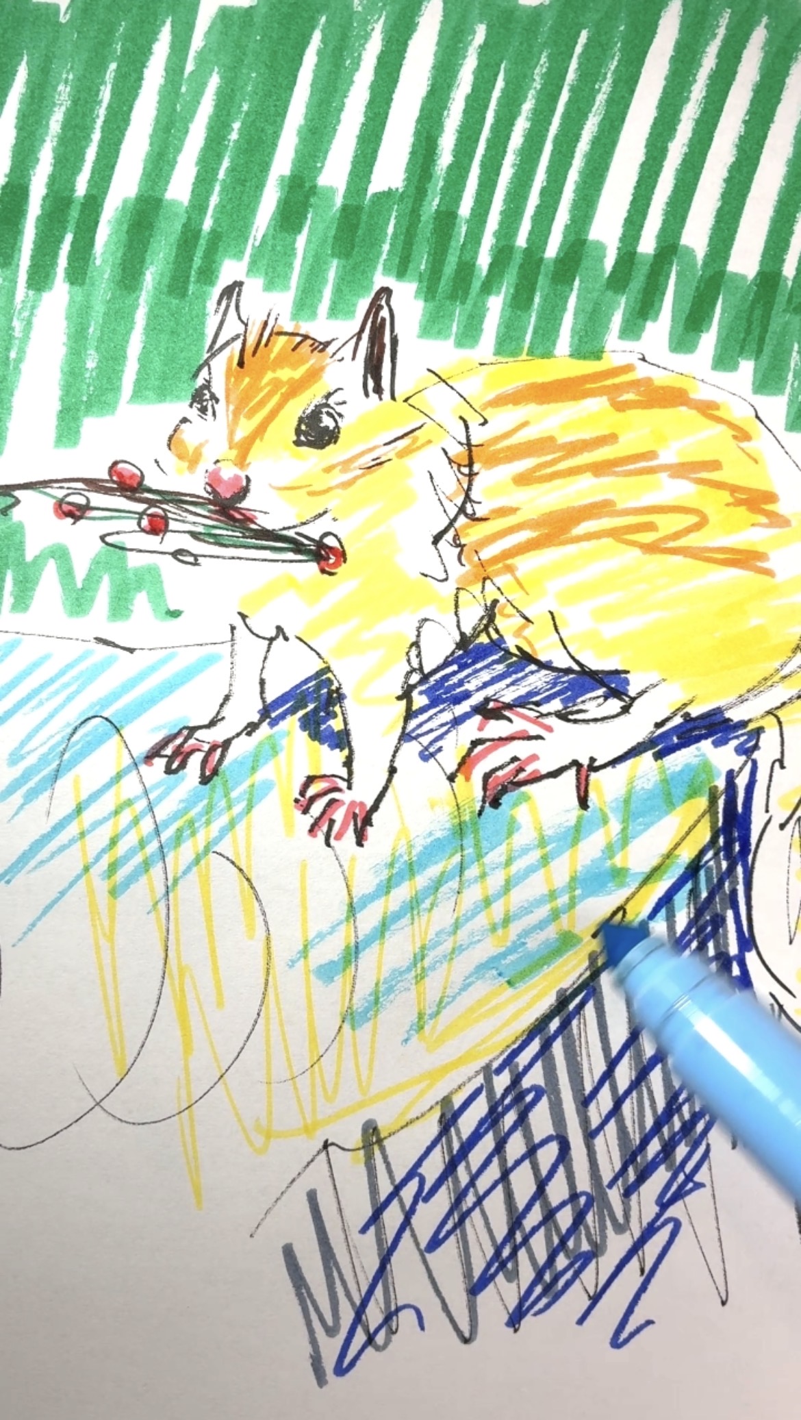 Squirrel with Red Berries